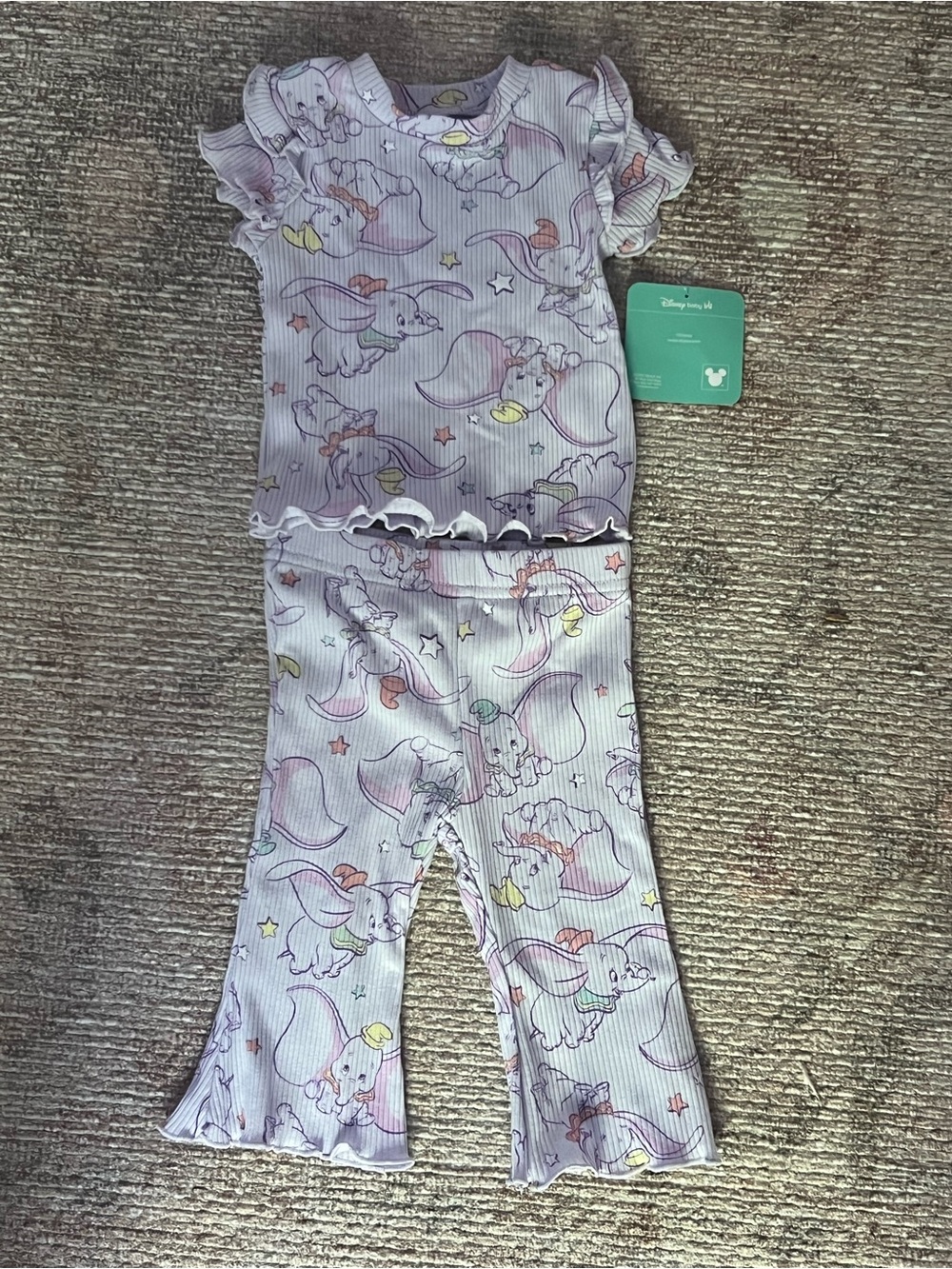 Disney Lavender Dumbo Pajama Set 0/3 months